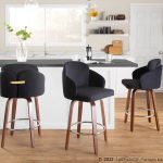 Dahlia Walnut Black Velvet Contemporary Counter Stool (Set of 2) 12 Dahlia Walnut Black Velvet Contemporary Counter Stool (Set of 2)