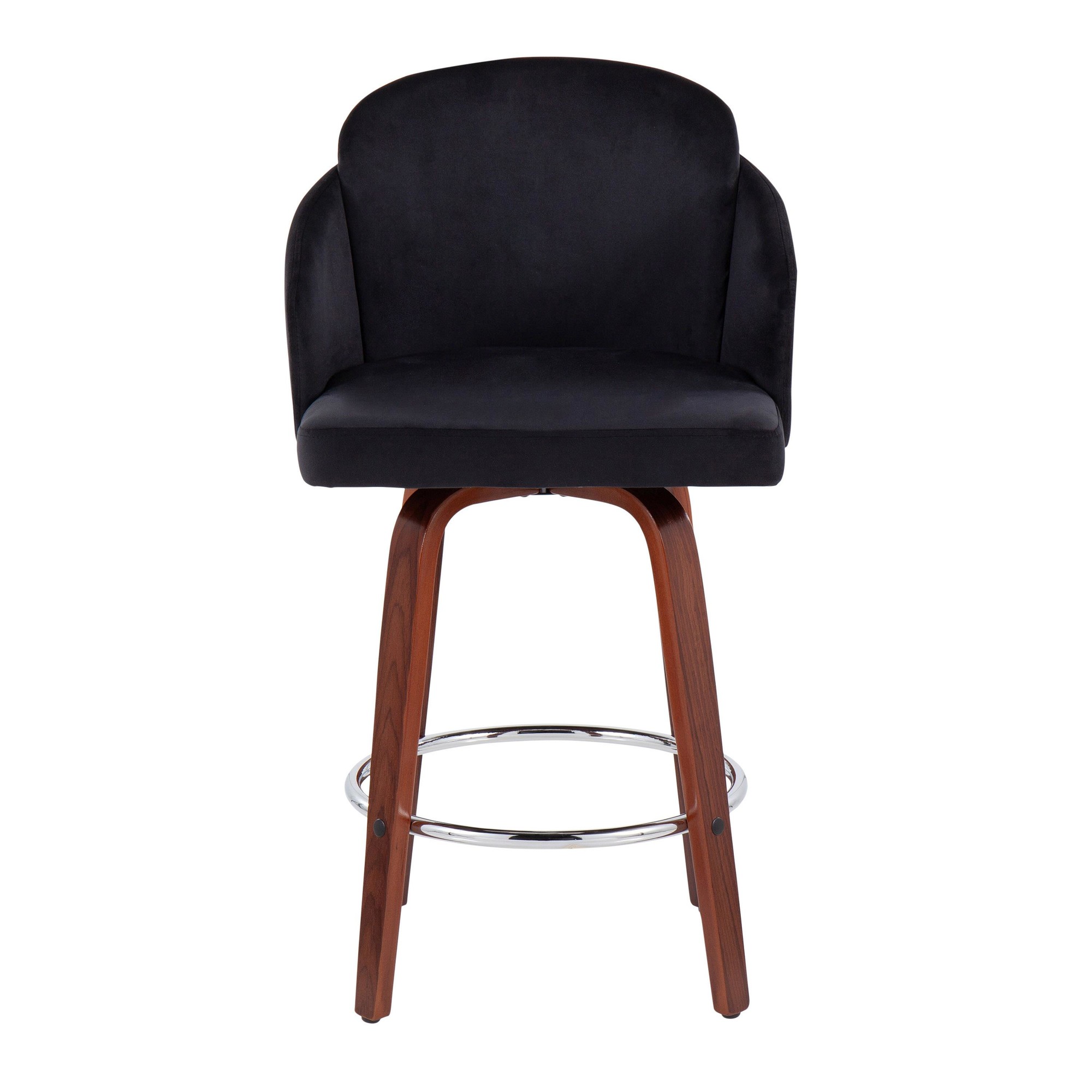 Dahlia Walnut Black Velvet Contemporary Counter Stool (Set of 2) 8 Dahlia Walnut Black Velvet Contemporary Counter Stool (Set of 2) - Image 8