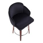 Dahlia Walnut Black Velvet Contemporary Counter Stool (Set of 2) 20 Dahlia Walnut Black Velvet Contemporary Counter Stool (Set of 2)