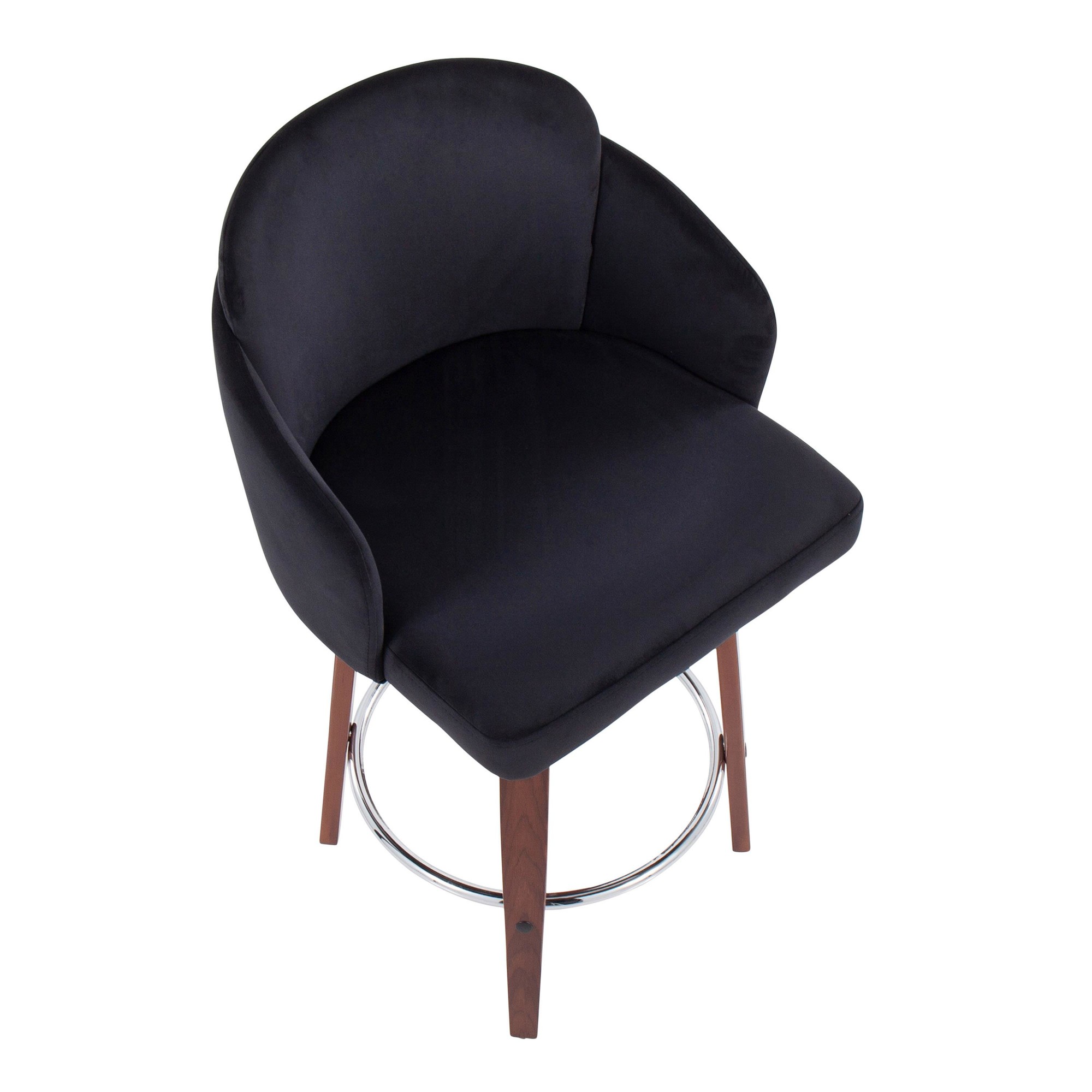 Dahlia Walnut Black Velvet Contemporary Counter Stool (Set of 2) 9 Dahlia Walnut Black Velvet Contemporary Counter Stool (Set of 2) - Image 9