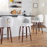 Dahlia Walnut Wood Cream Velvet Contemporary Counter Stools (Set of 2) 13 Dahlia Walnut Wood Cream Velvet Contemporary Counter Stools (Set of 2)
