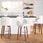 Dahlia Walnut Wood Cream Velvet Contemporary Counter Stools (Set of 2) 12 Dahlia Walnut Wood Cream Velvet Contemporary Counter Stools (Set of 2)