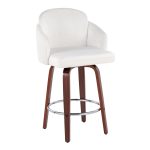 Dahlia Walnut Wood Cream Velvet Contemporary Counter Stools (Set of 2) 15 Dahlia Walnut Wood Cream Velvet Contemporary Counter Stools (Set of 2)
