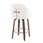 Dahlia Walnut Wood Cream Velvet Contemporary Counter Stools (Set of 2) 17 Dahlia Walnut Wood Cream Velvet Contemporary Counter Stools (Set of 2)