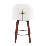 Dahlia Walnut Wood Cream Velvet Contemporary Counter Stools (Set of 2) 18 Dahlia Walnut Wood Cream Velvet Contemporary Counter Stools (Set of 2)