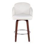 Dahlia Walnut Wood Cream Velvet Contemporary Counter Stools (Set of 2) 19 Dahlia Walnut Wood Cream Velvet Contemporary Counter Stools (Set of 2)