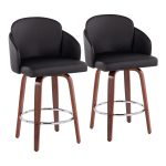 Dahlia Walnut and Black Contemporary Counter Stools (Set of 2) 14 Dahlia Walnut and Black Contemporary Counter Stools (Set of 2)