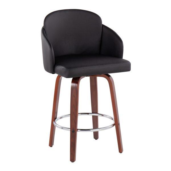 Dahlia Walnut and Black Contemporary Counter Stools Set of 2 3