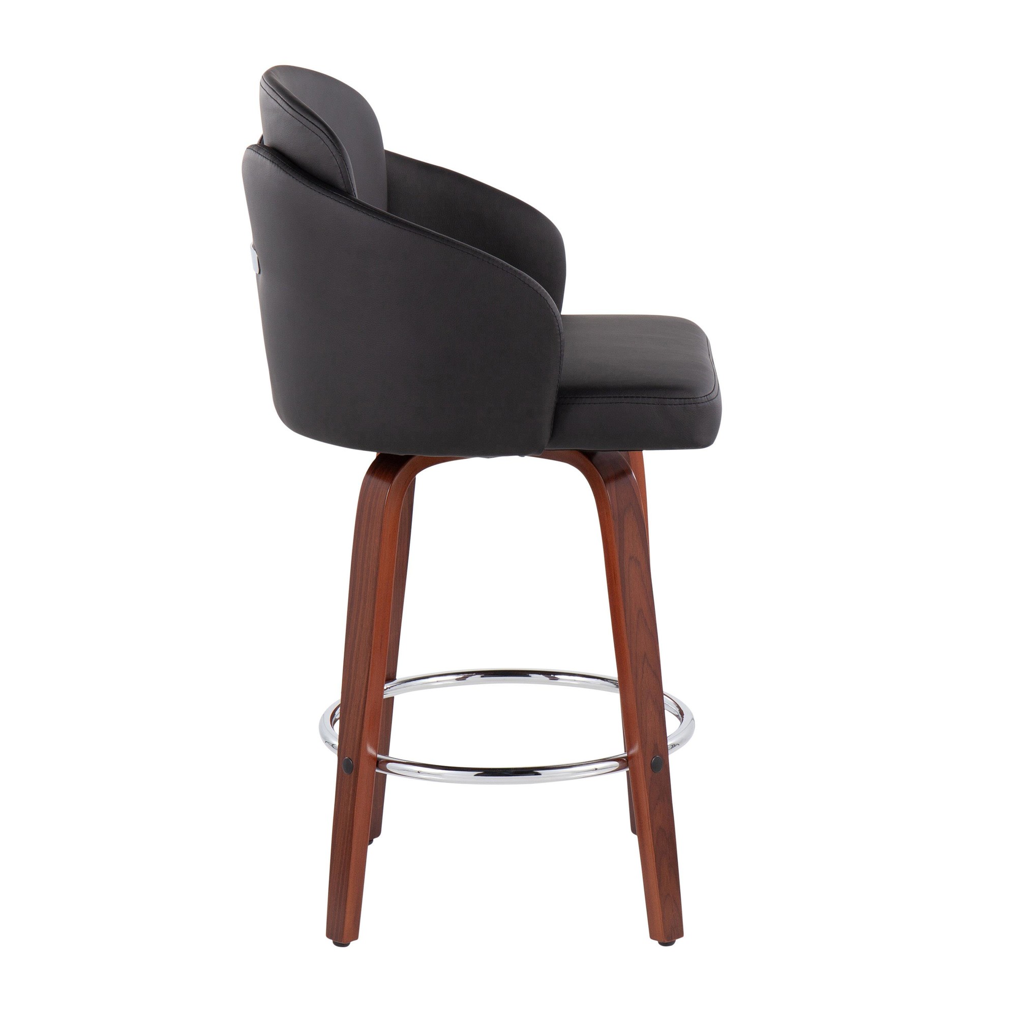 Dahlia Walnut and Black Contemporary Counter Stools (Set of 2) 5 Dahlia Walnut and Black Contemporary Counter Stools (Set of 2) - Image 5