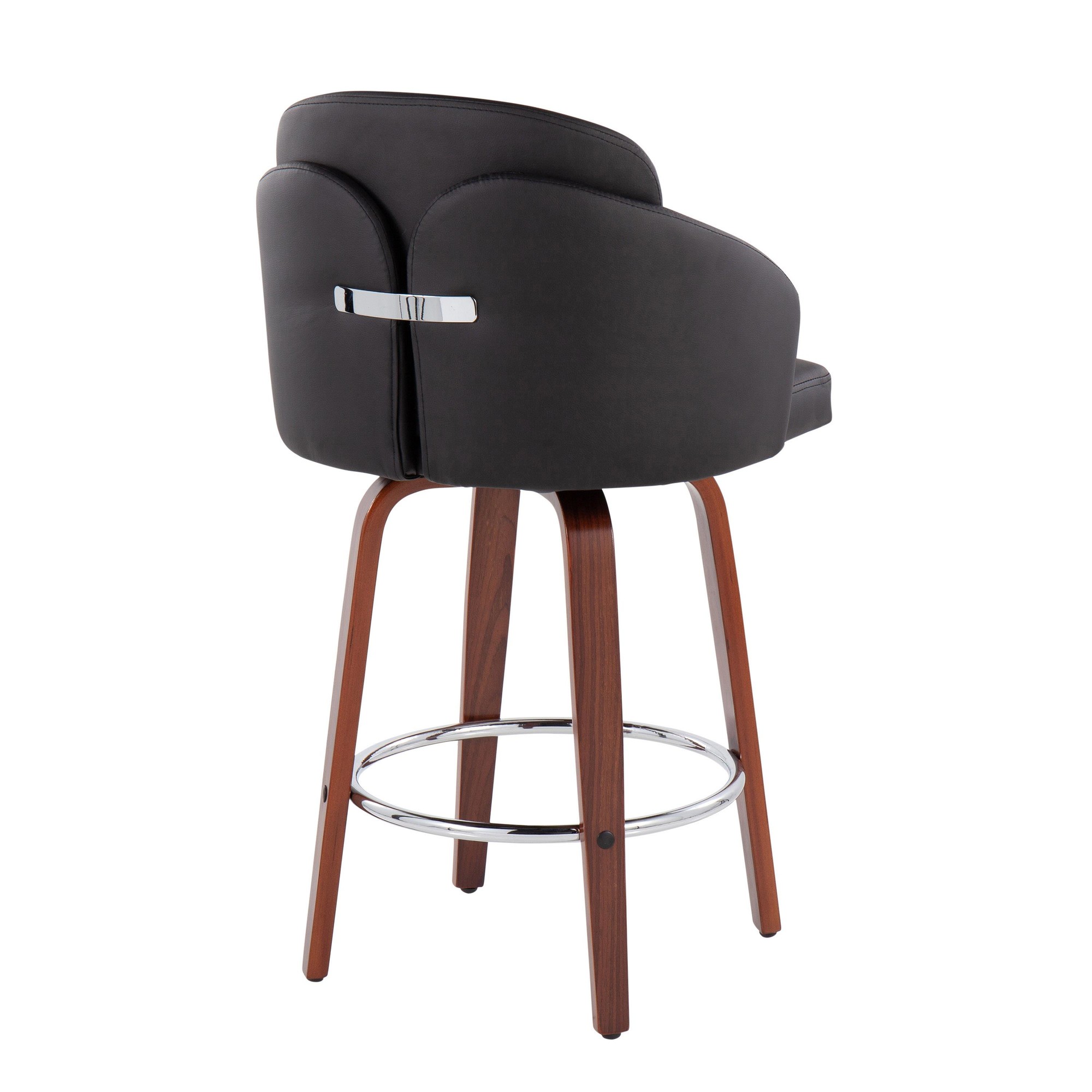 Dahlia Walnut and Black Contemporary Counter Stools (Set of 2) 6 Dahlia Walnut and Black Contemporary Counter Stools (Set of 2) - Image 6