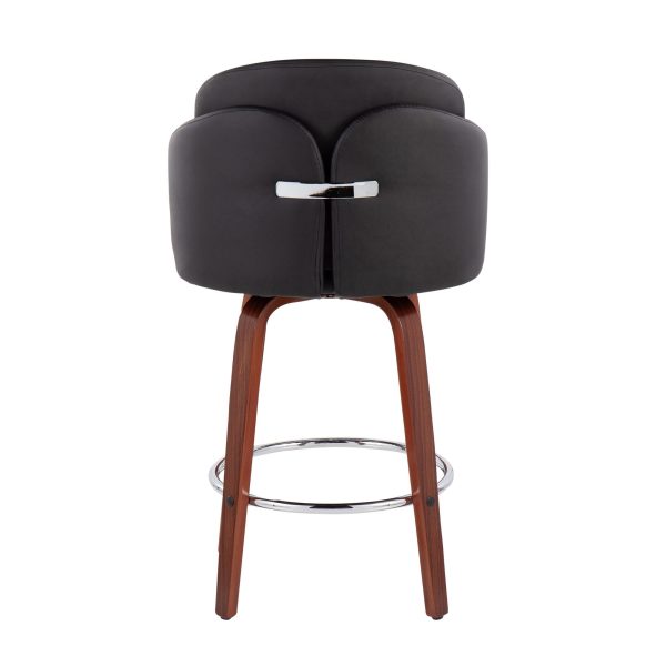 Dahlia Walnut and Black Contemporary Counter Stools Set of 2 6