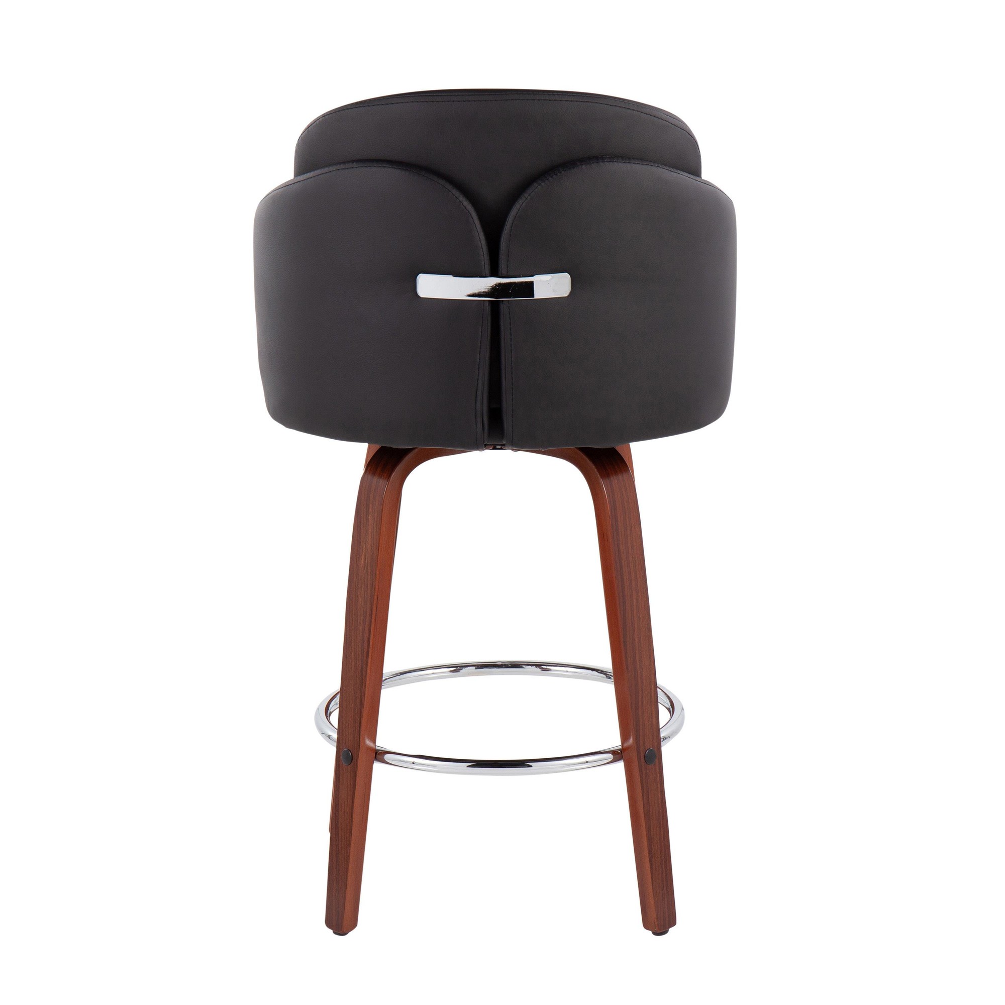 Dahlia Walnut and Black Contemporary Counter Stools (Set of 2) 7 Dahlia Walnut and Black Contemporary Counter Stools (Set of 2) - Image 7