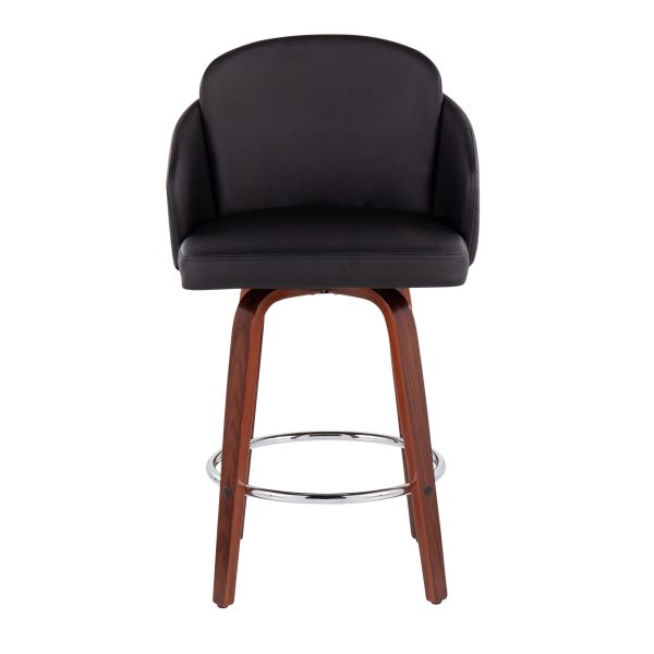 Dahlia Walnut and Black Contemporary Counter Stools Set of 2 7