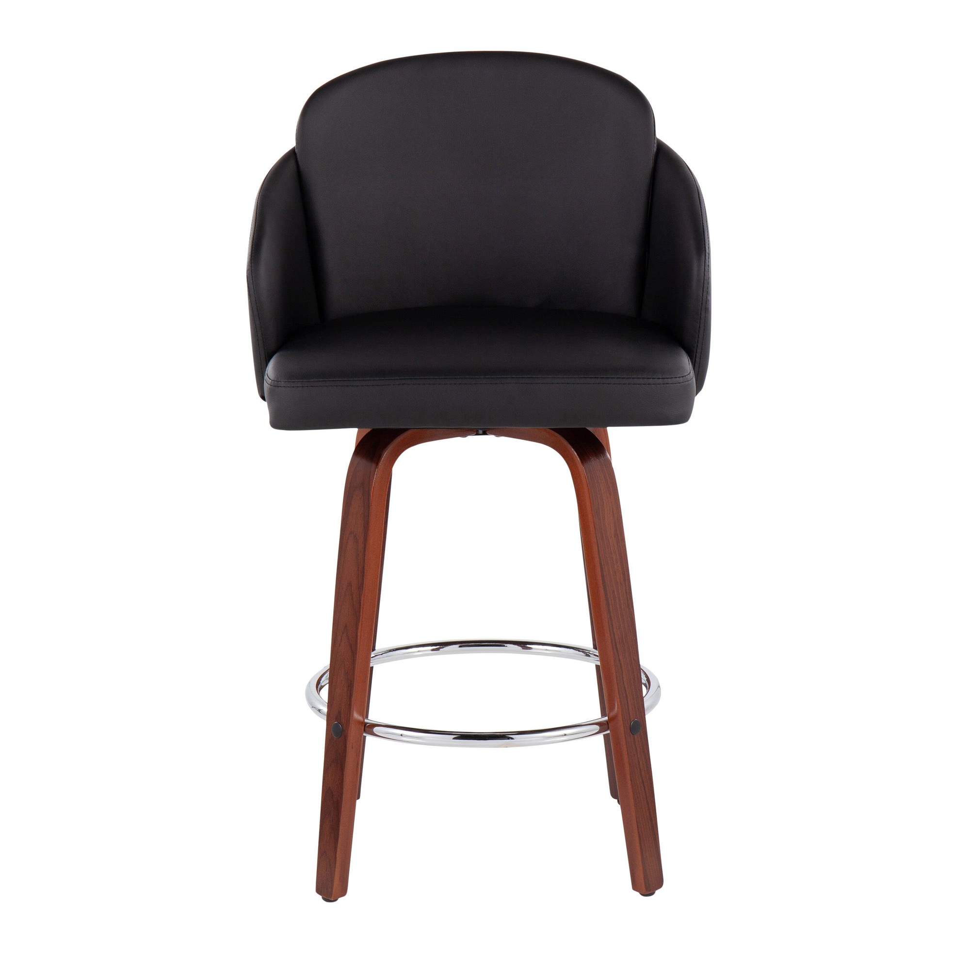 Dahlia Walnut and Black Contemporary Counter Stools (Set of 2) 8 Dahlia Walnut and Black Contemporary Counter Stools (Set of 2) - Image 8