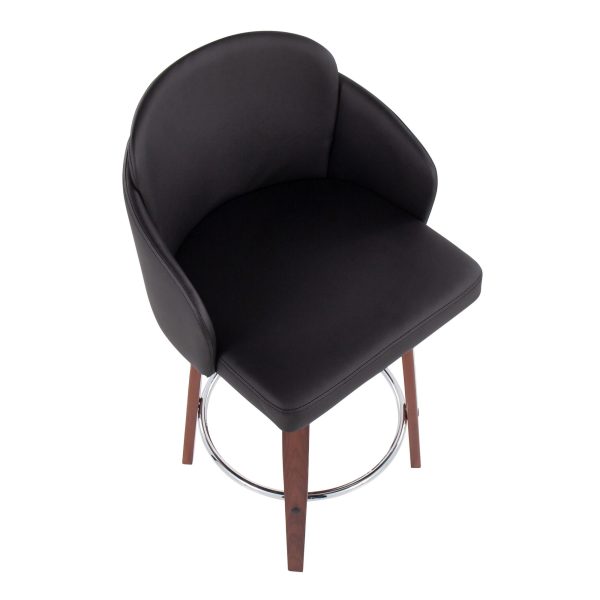 Dahlia Walnut and Black Contemporary Counter Stools Set of 2 8