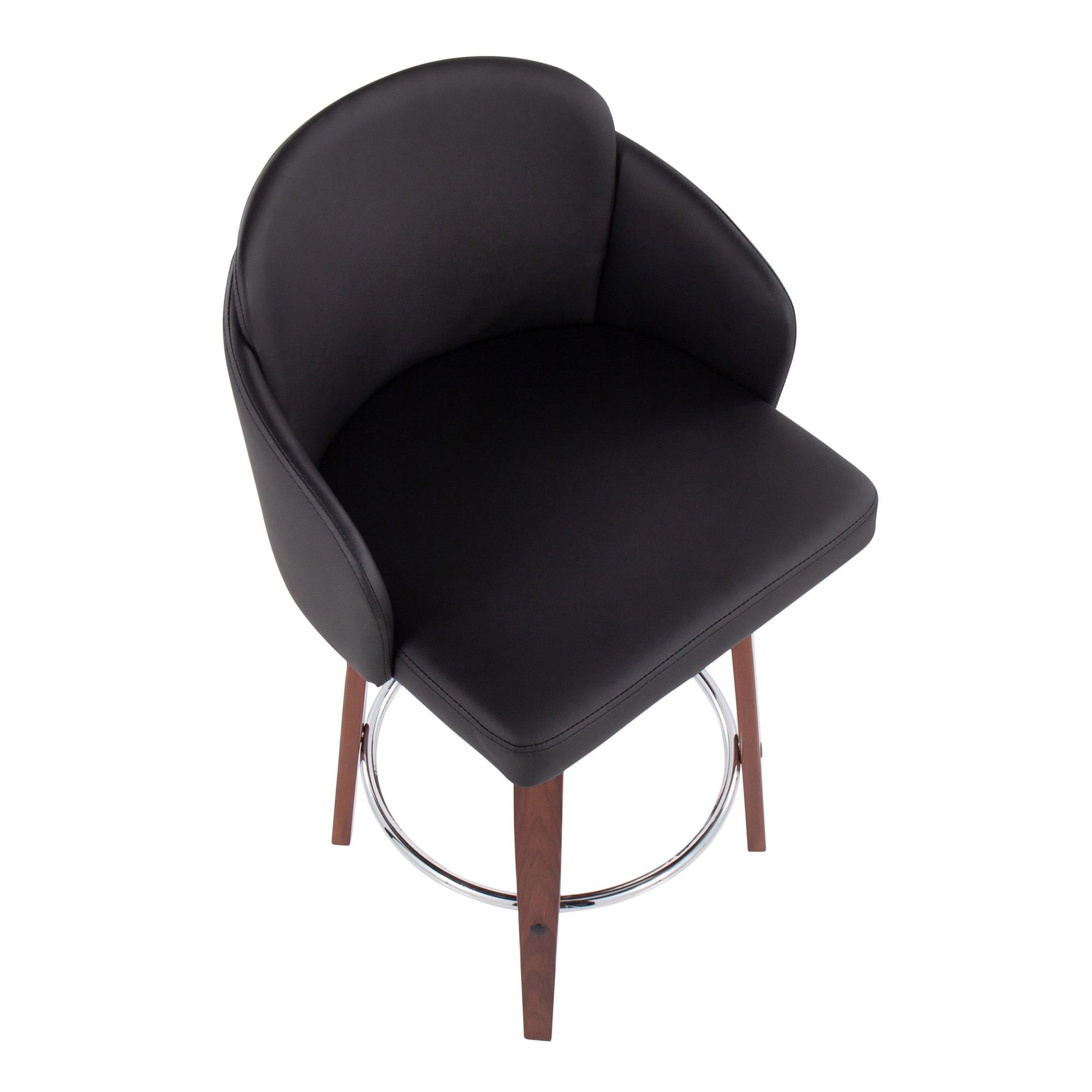 Dahlia Walnut and Black Contemporary Counter Stools (Set of 2) 9 Dahlia Walnut and Black Contemporary Counter Stools (Set of 2) - Image 9