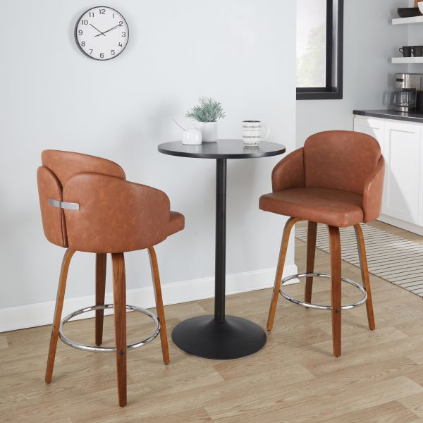 Dahlia Walnut and Camel Contemporary Counter Stools Set of 2 1