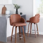 Dahlia Walnut and Camel Contemporary Counter Stools (Set of 2)