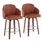 Dahlia Walnut and Camel Contemporary Counter Stools (Set of 2)