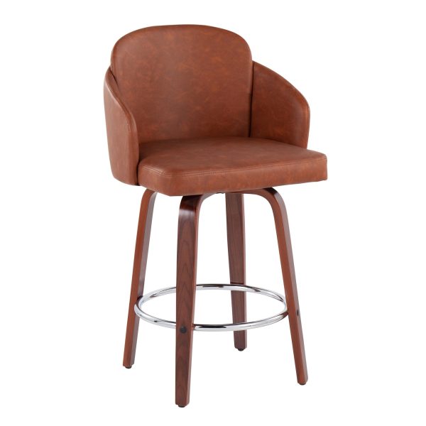 Dahlia Walnut and Camel Contemporary Counter Stools Set of 2 3