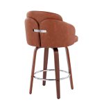 Dahlia Walnut and Camel Contemporary Counter Stools (Set of 2)