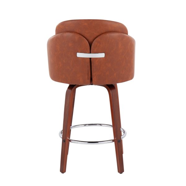 Dahlia Walnut and Camel Contemporary Counter Stools Set of 2 6
