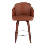 Dahlia Walnut and Camel Contemporary Counter Stools (Set of 2)