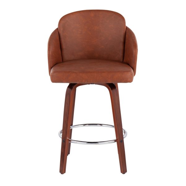 Dahlia Walnut and Camel Contemporary Counter Stools Set of 2 7