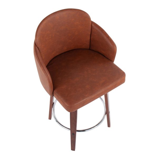 Dahlia Walnut and Camel Contemporary Counter Stools Set of 2 8