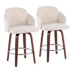 Dahlia Walnut and Cream Contemporary Counter Stools (Set of 2) 14 Dahlia Walnut and Cream Contemporary Counter Stools (Set of 2)