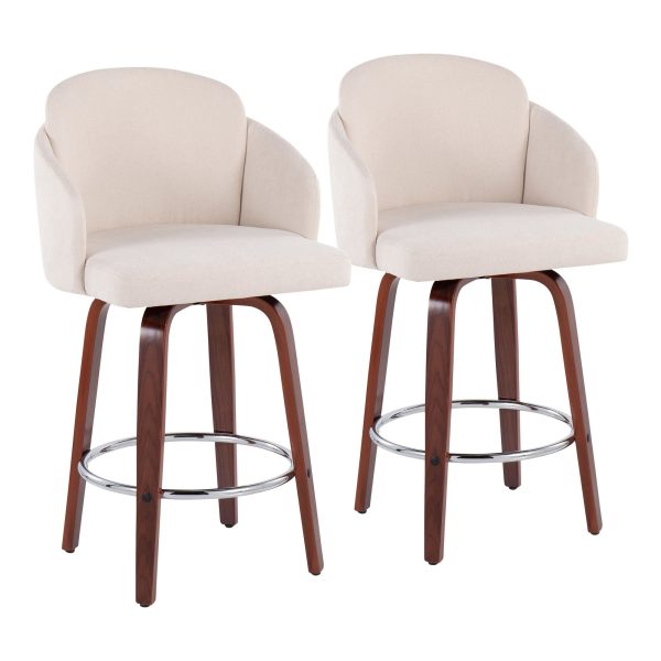 Dahlia Walnut and Cream Contemporary Counter Stools Set of 2 2