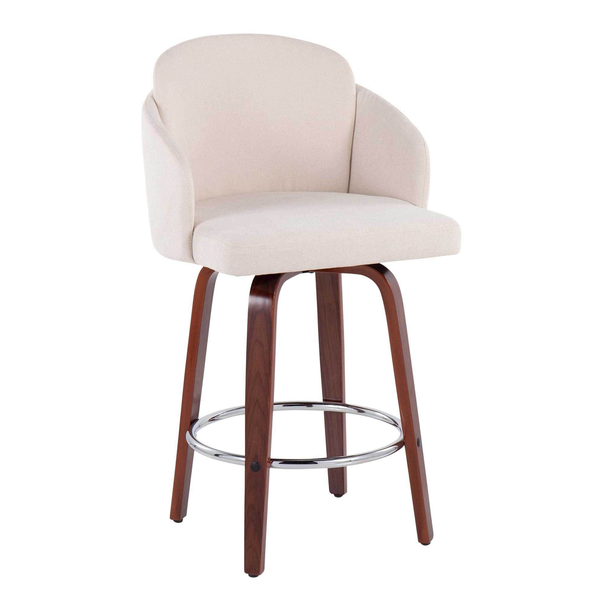 Dahlia Walnut and Cream Contemporary Counter Stools (Set of 2) 4 Dahlia Walnut and Cream Contemporary Counter Stools (Set of 2) - Image 4