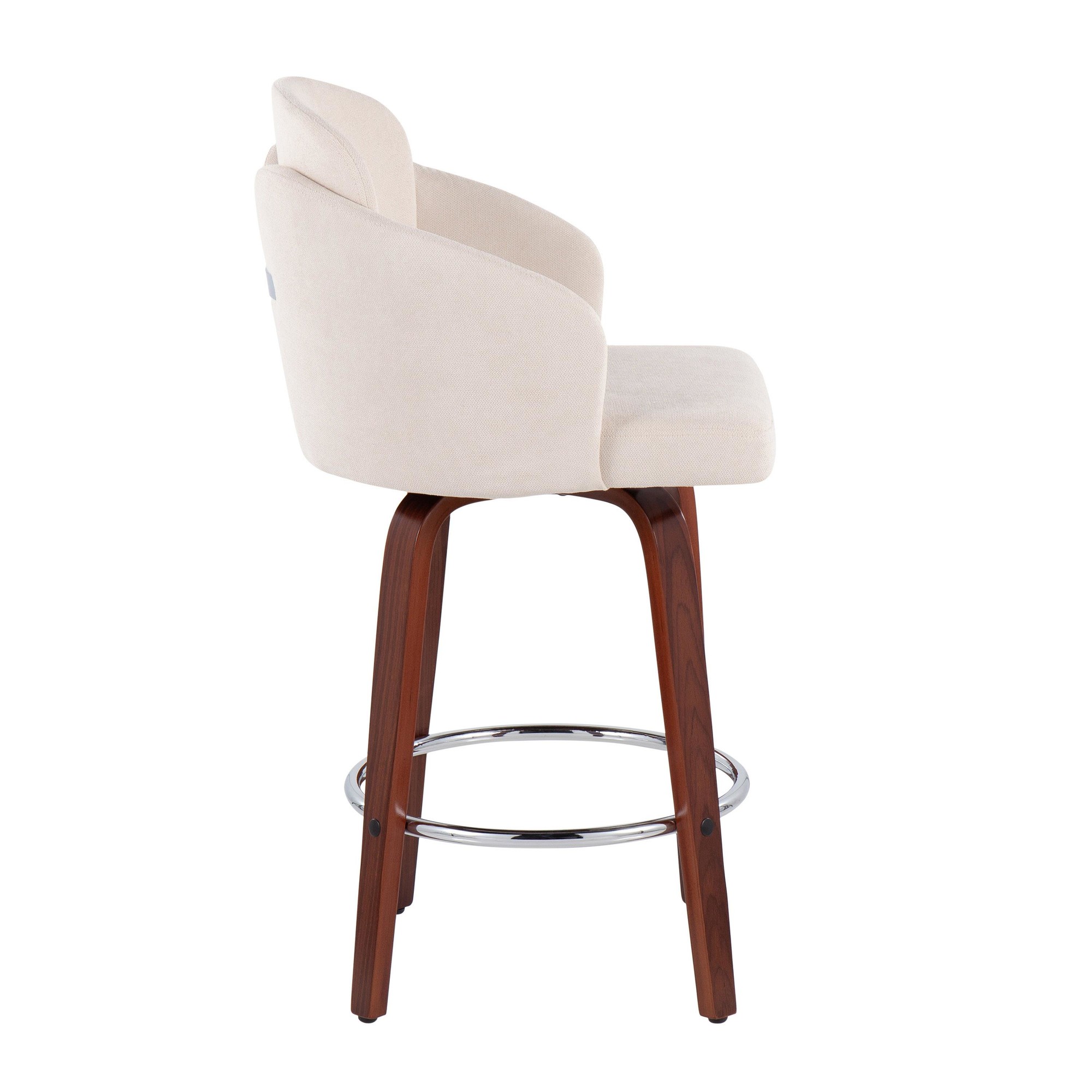 Dahlia Walnut and Cream Contemporary Counter Stools (Set of 2) 5 Dahlia Walnut and Cream Contemporary Counter Stools (Set of 2) - Image 5