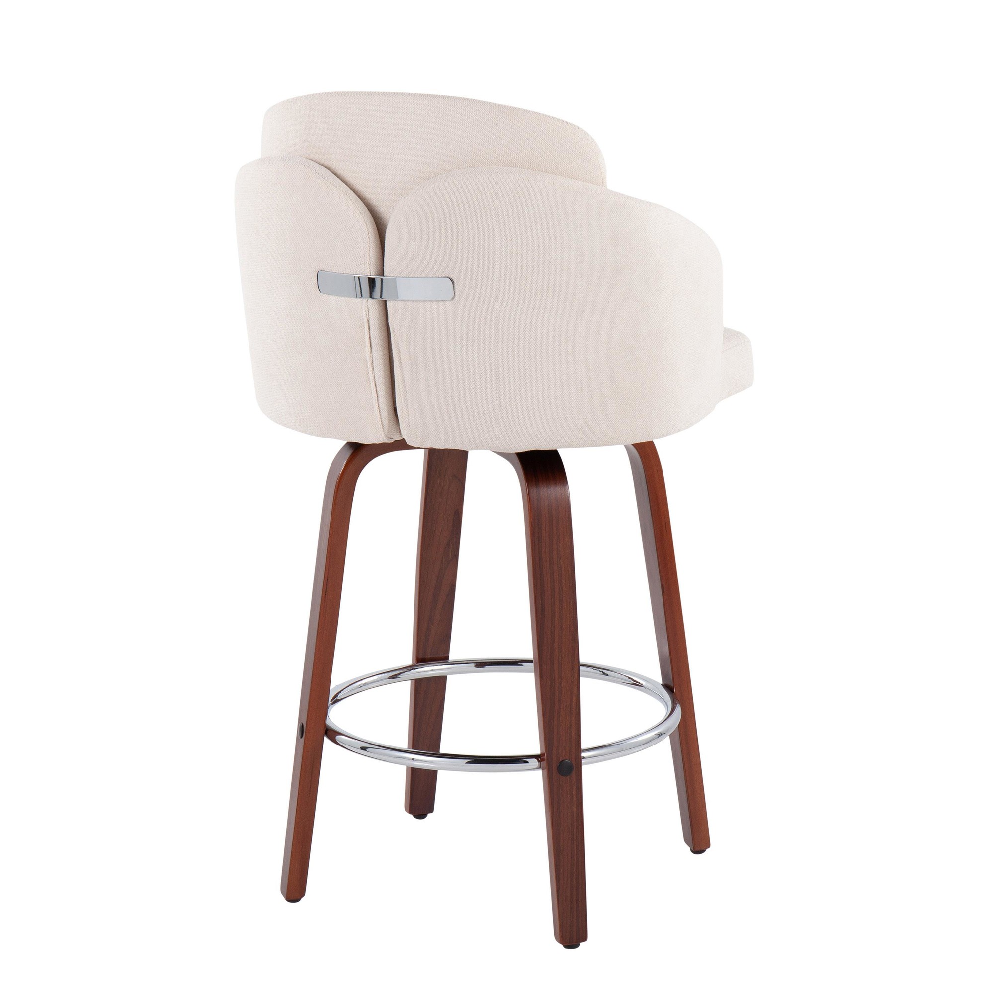 Dahlia Walnut and Cream Contemporary Counter Stools (Set of 2) 6 Dahlia Walnut and Cream Contemporary Counter Stools (Set of 2) - Image 6
