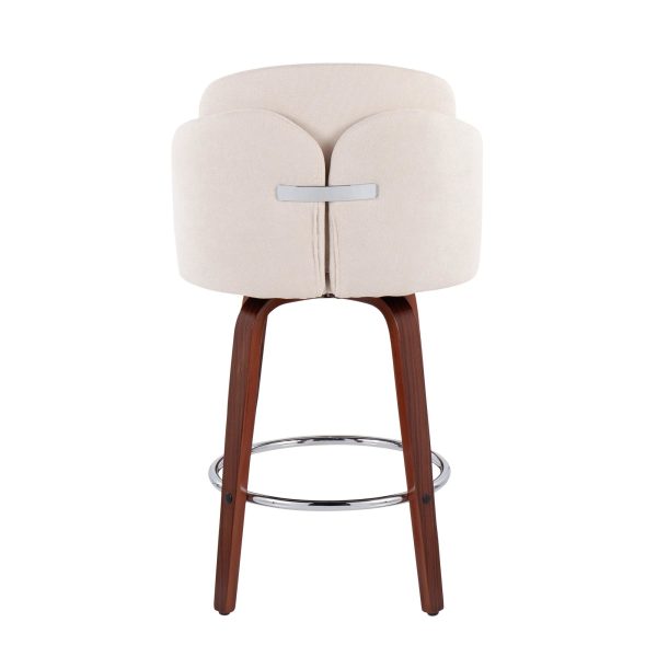 Dahlia Walnut and Cream Contemporary Counter Stools Set of 2 6