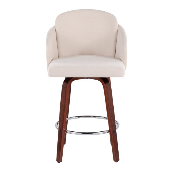 Dahlia Walnut and Cream Contemporary Counter Stools Set of 2 7