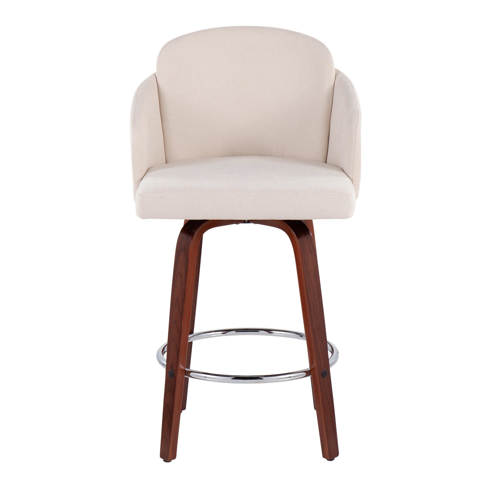 Dahlia Walnut and Cream Contemporary Counter Stools (Set of 2) 8 Dahlia Walnut and Cream Contemporary Counter Stools (Set of 2) - Image 8