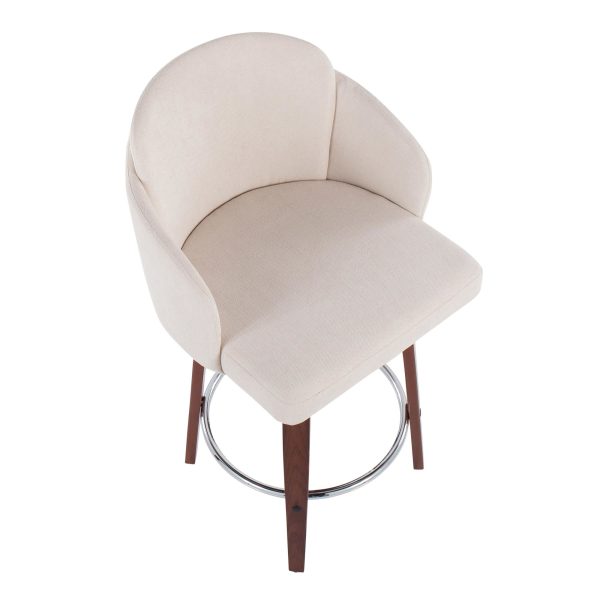 Dahlia Walnut and Cream Contemporary Counter Stools Set of 2 8