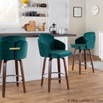 Dahlia Walnut and Green Velvet Contemporary Counter Stools (Set of 2) 13 Dahlia Walnut and Green Velvet Contemporary Counter Stools (Set of 2)