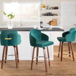 Dahlia Walnut and Green Velvet Contemporary Counter Stools (Set of 2) 12 Dahlia Walnut and Green Velvet Contemporary Counter Stools (Set of 2)