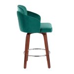 Dahlia Walnut and Green Velvet Contemporary Counter Stools (Set of 2) 16 Dahlia Walnut and Green Velvet Contemporary Counter Stools (Set of 2)