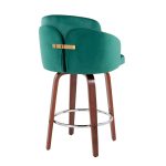 Dahlia Walnut and Green Velvet Contemporary Counter Stools (Set of 2) 17 Dahlia Walnut and Green Velvet Contemporary Counter Stools (Set of 2)