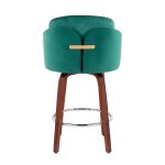 Dahlia Walnut and Green Velvet Contemporary Counter Stools (Set of 2) 18 Dahlia Walnut and Green Velvet Contemporary Counter Stools (Set of 2)