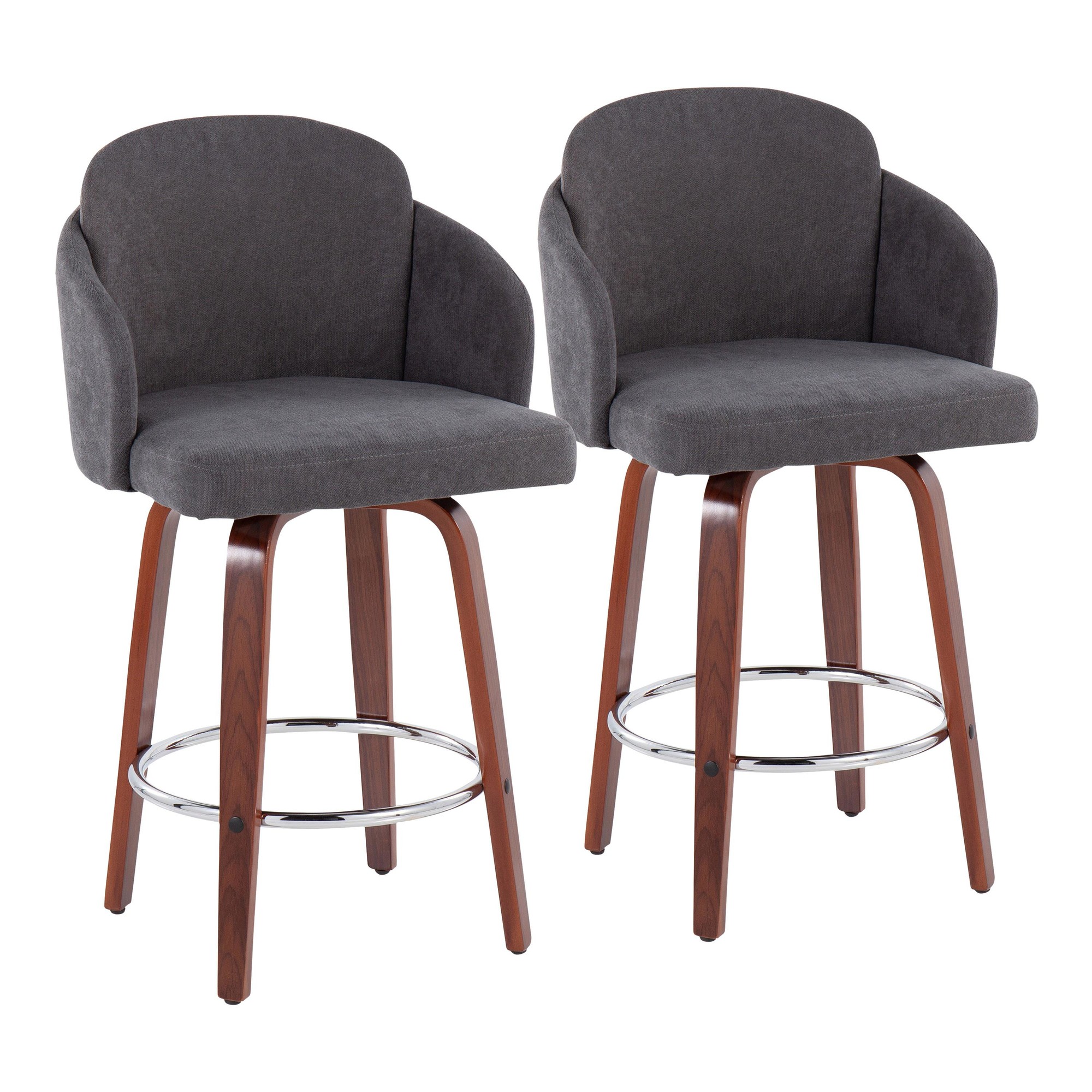 Dahlia Walnut and Grey Contemporary Counter Stool (Set of 2) 3 Dahlia Walnut and Grey Contemporary Counter Stool (Set of 2) - Image 3