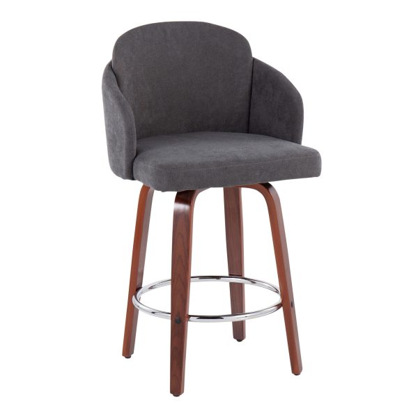 Dahlia Walnut and Grey Contemporary Counter Stool Set of 2 3