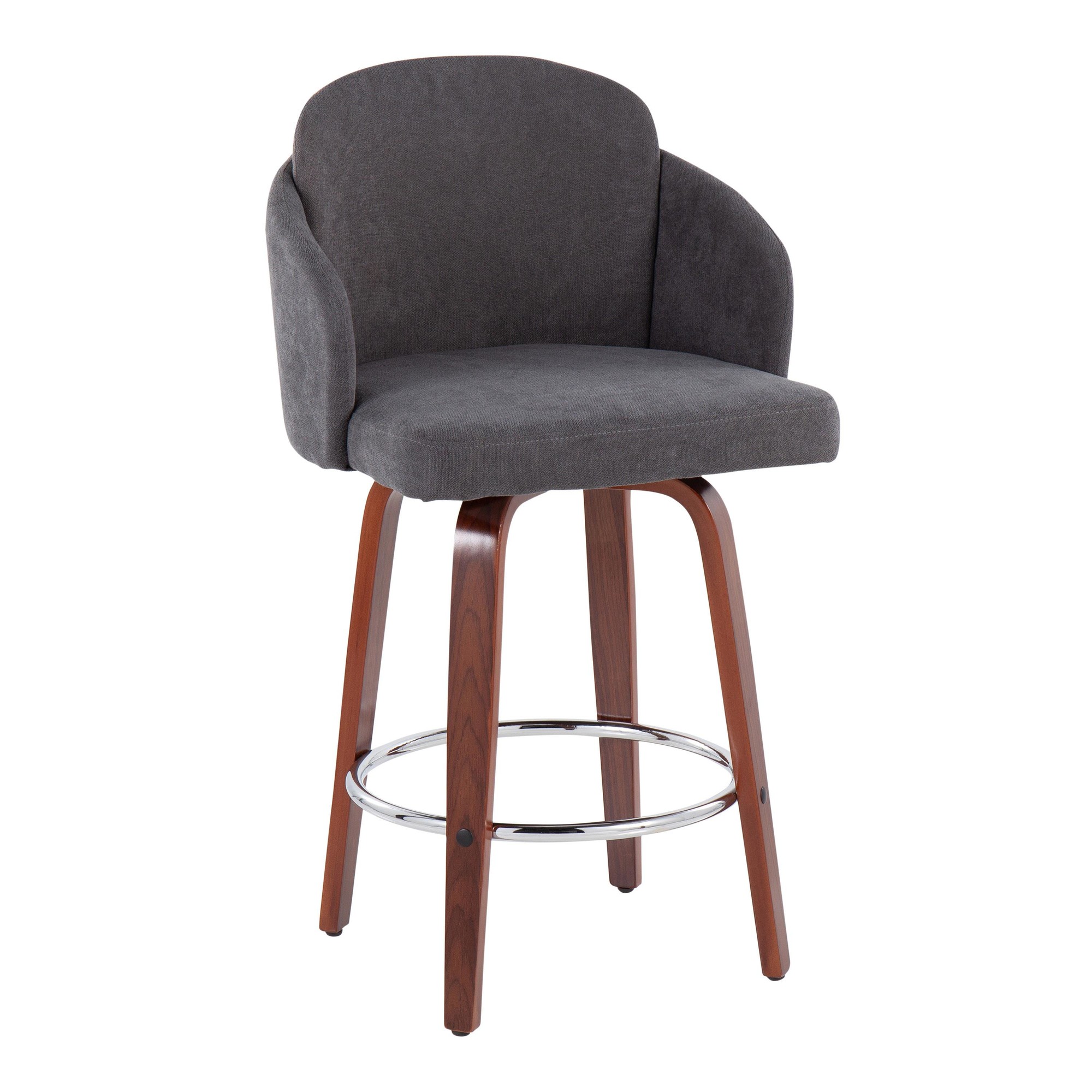Dahlia Walnut and Grey Contemporary Counter Stool (Set of 2) 4 Dahlia Walnut and Grey Contemporary Counter Stool (Set of 2) - Image 4