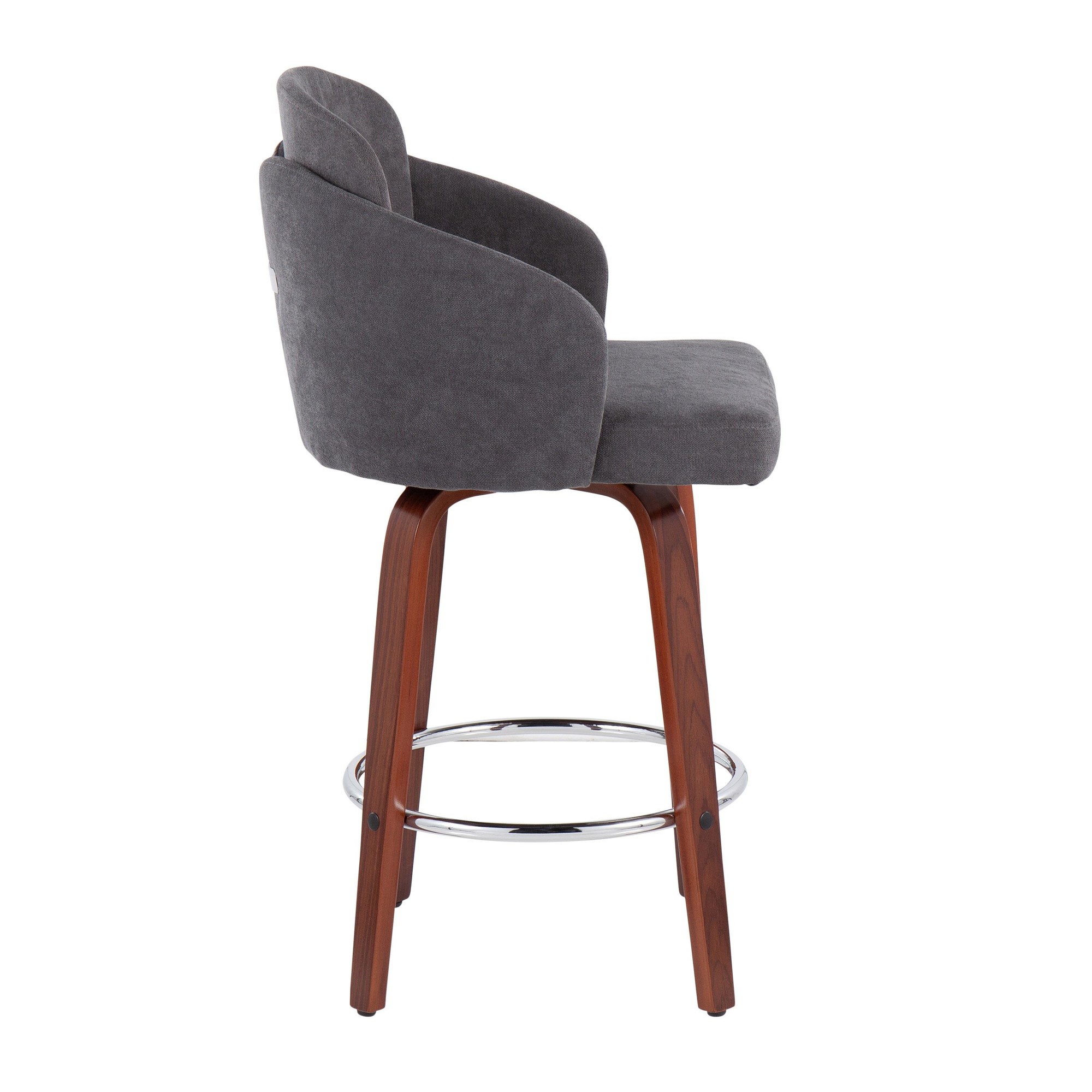 Dahlia Walnut and Grey Contemporary Counter Stool (Set of 2) 5 Dahlia Walnut and Grey Contemporary Counter Stool (Set of 2) - Image 5