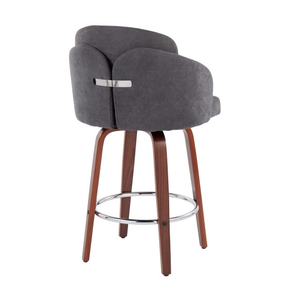 Dahlia Walnut and Grey Contemporary Counter Stool Set of 2 5