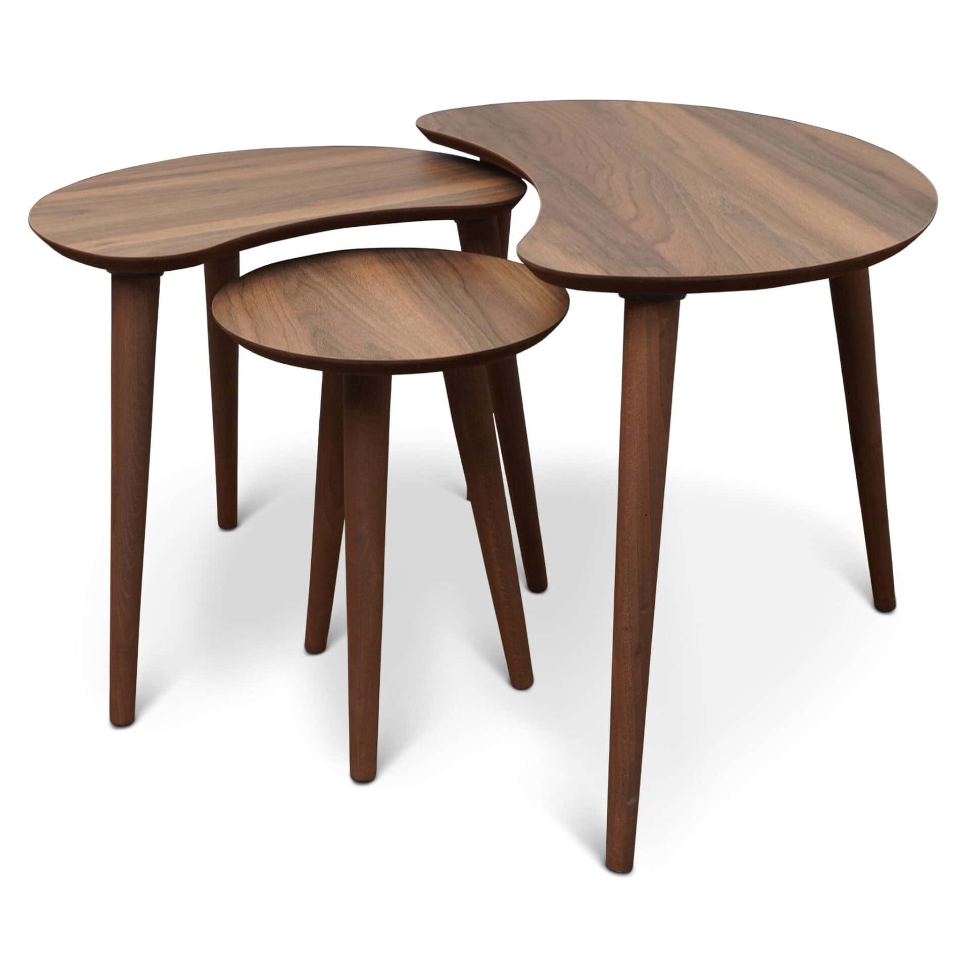 Brown Wood Mid-Century Nesting End Tables (Set of 3) 1 Brown Wood Mid-Century Nesting End Tables (Set of 3)