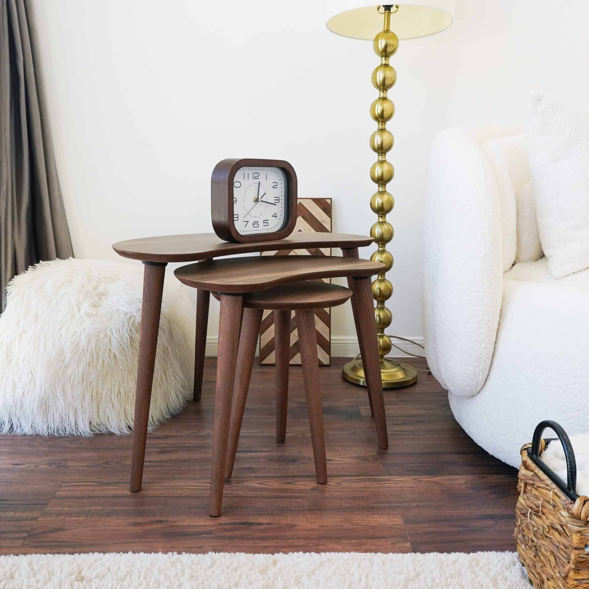 Brown Wood Mid-Century Nesting End Tables (Set of 3) 4 Brown Wood Mid-Century Nesting End Tables (Set of 3) - Image 4